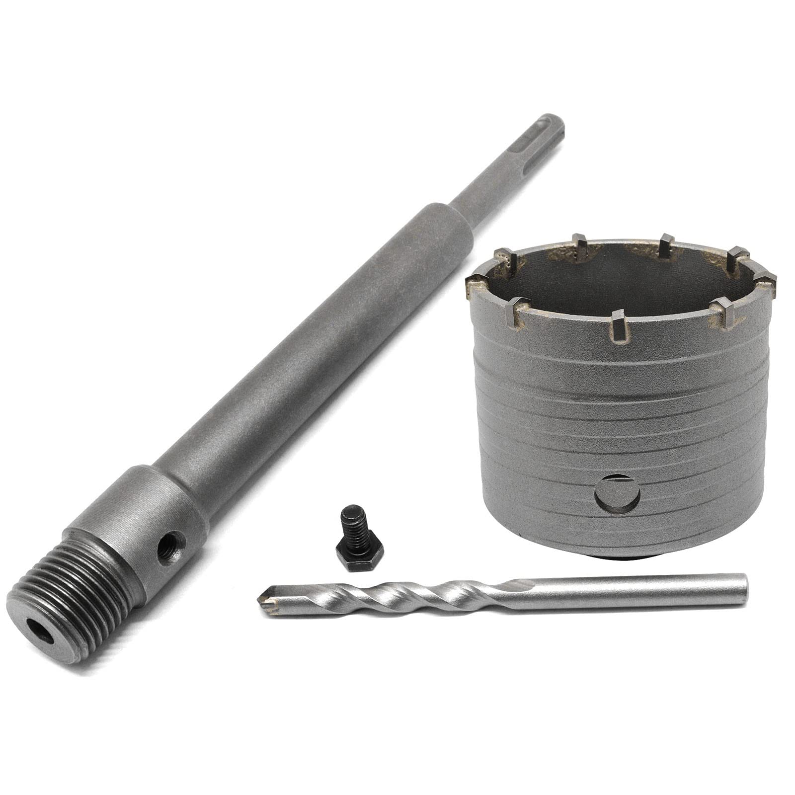Concrete Hole Saw Kit, Hole Saw 75 mm and Arbor SDS Plus 220mm Shank, Hole Saw Tool Set for Drilling Cement Stone, Wall, Brick, Sands, Masonry, Sable-Rock More