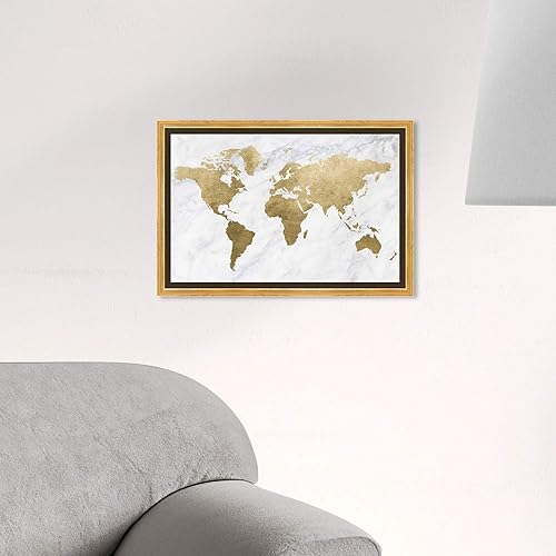 Miniatura 5 de The Oliver Gal Artist Co. Mapamundi - Lienzo enmarcado para pared, diseño de mapamundi