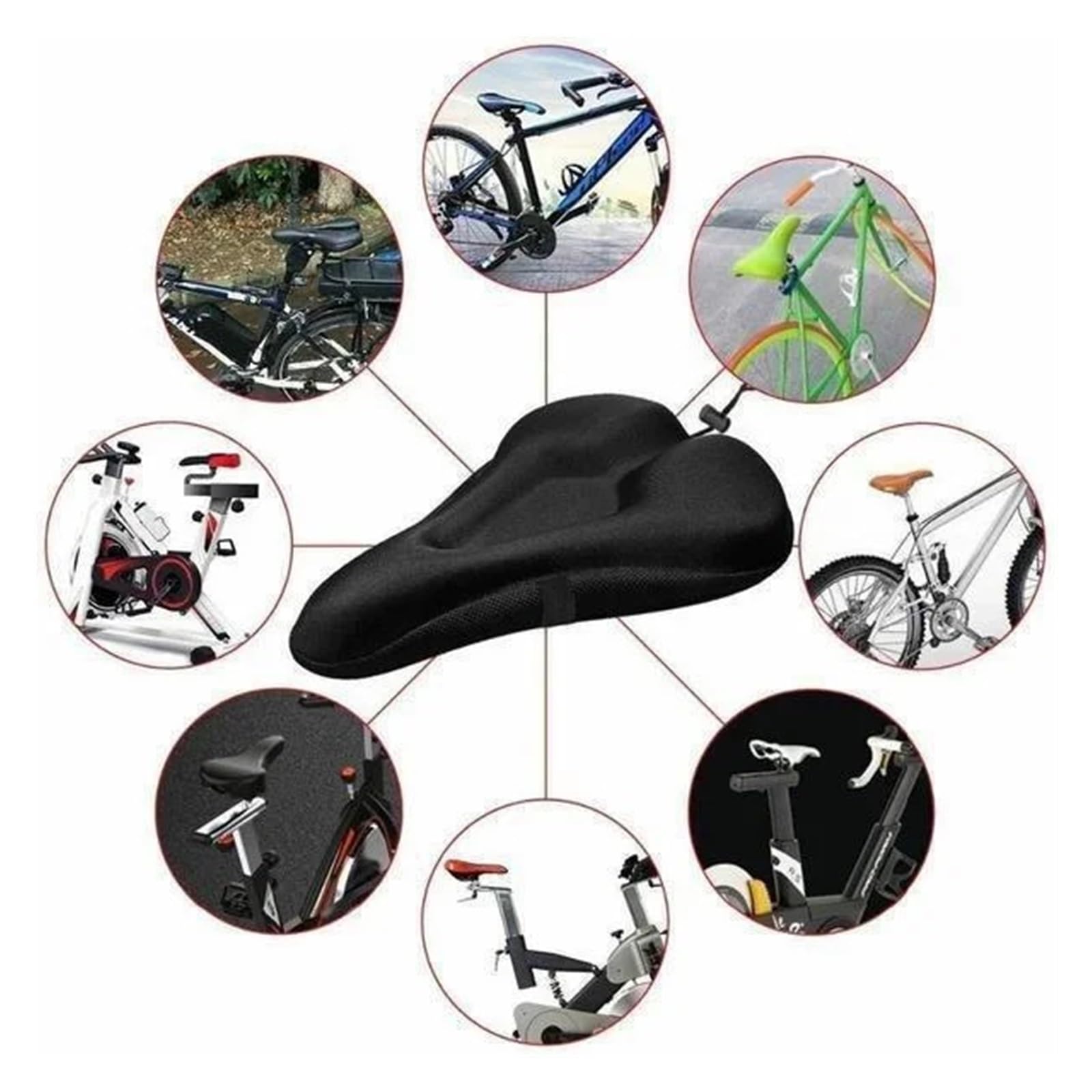 Sella per bicicletta 3D Bike Seat Cover imbottito ampio gel morbido Pad Cuscino per esercizi
