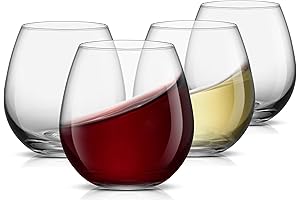 JoyJolt Spirits Stemless Wine Glasses for Red or White Wine (Set of 4)