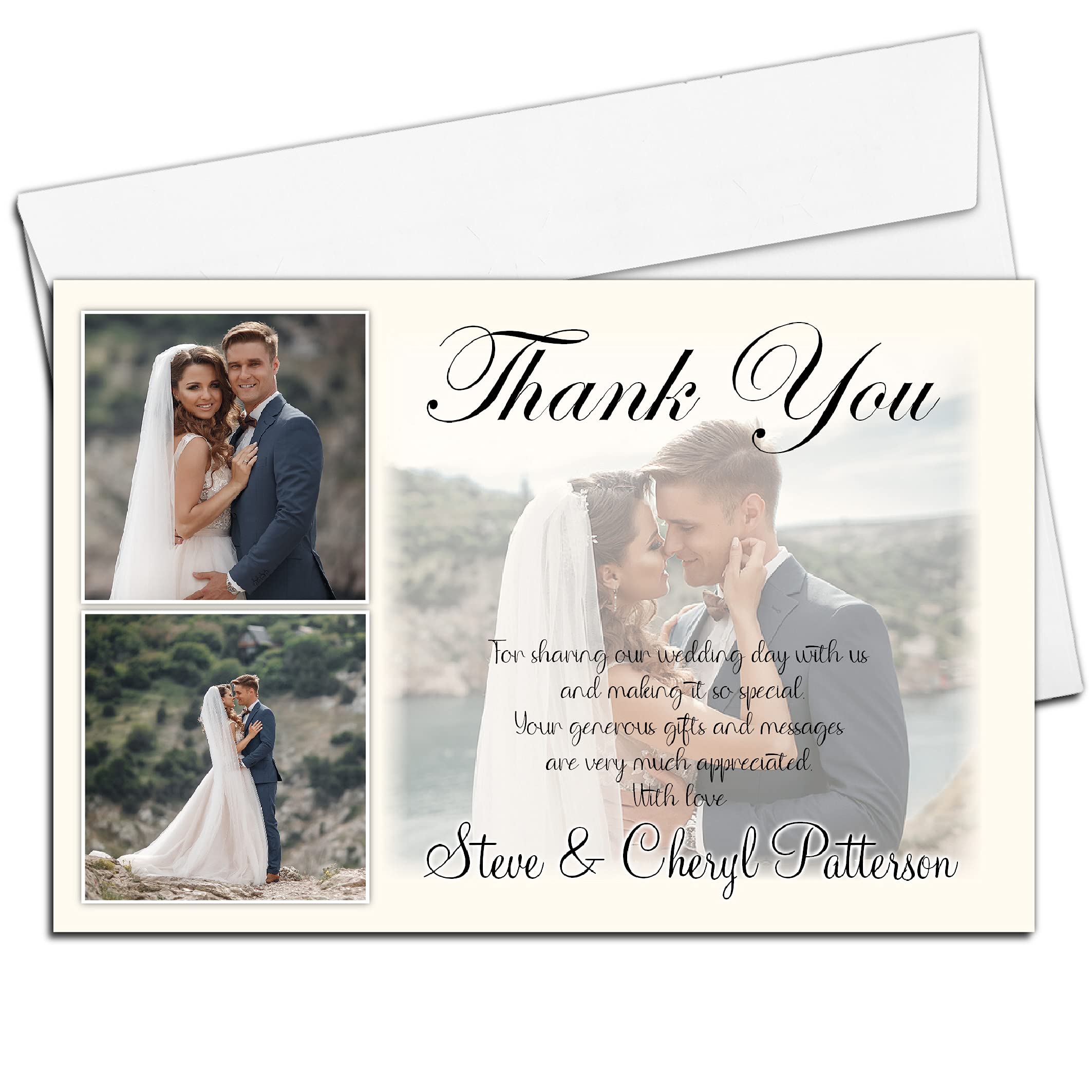 10 Personalised Wedding Thank You PHOTO Cards N35