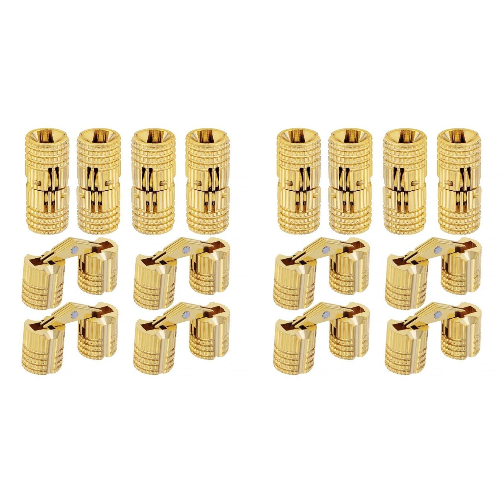 Jnchdghwa As Shown 16Pcs 10 Mm Hidden Brass Hinges,180 Degree Opening Angle Concealed Furniture Hinges