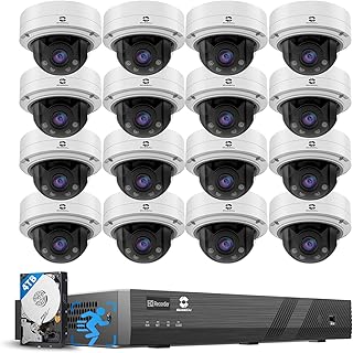 GWSECU 16 Channel Security Camera Systems, 4K/8MP 16CH NVR with 4TB HDD, AI Human Detection, 16x 5MP IP66 IK10 Vandal Dome 2.8-12mm Manual Varifocal Zoom Lens Microphone IP PoE Cameras, G51616SD57