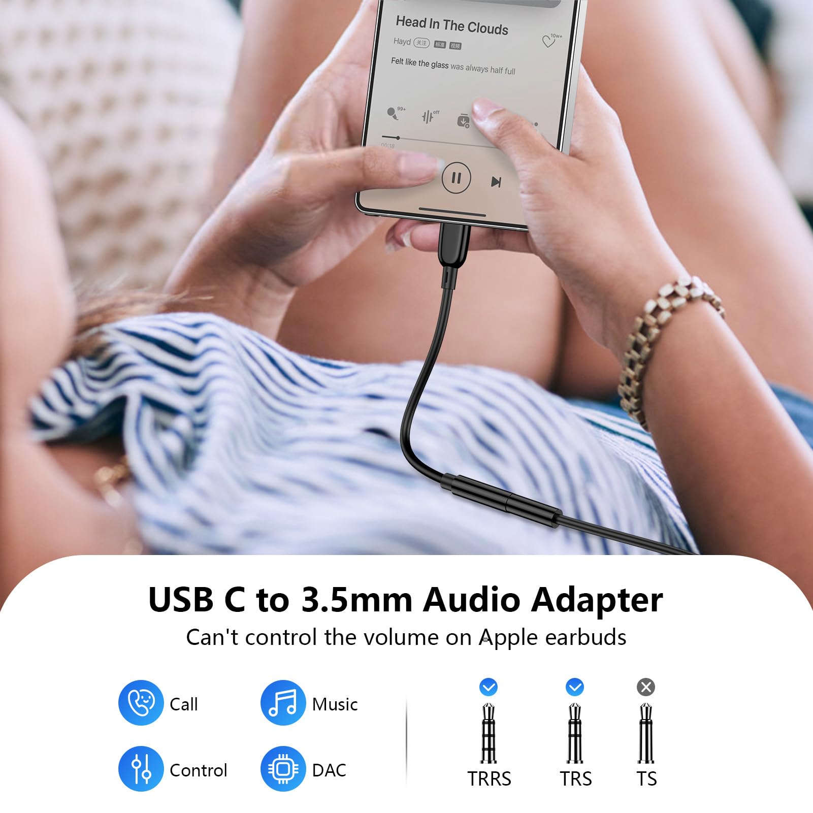 Adattatore da USB C a cuffie audio da 3,5 mm per Samsung Galaxy S25 Edge A56 A36 A26 A16 A55 A35 A25 S24 Ultra S23 S22 S21 A54 A14 A53, cavo adattatore da tipo C a AUX jack per iPhone 16e 16 16 16 5