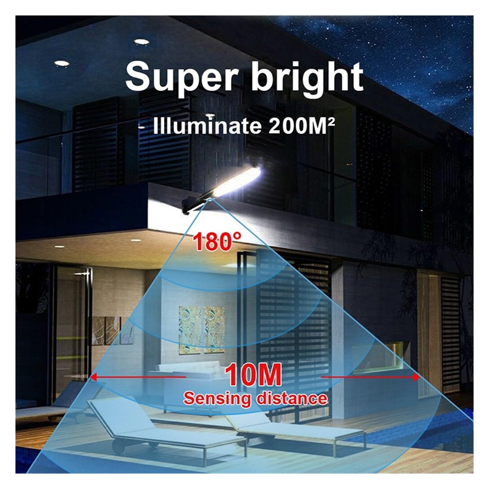 Solarne lampy uliczne, 10000W Solar Led Lights Outdoor 168LED Street Light Potężne podwórko Lampy słoneczne 3 tryby Wodoodporne światło ogrodowe Z czujnikiem ruchu na parkingi, tereny wiejskie i przed