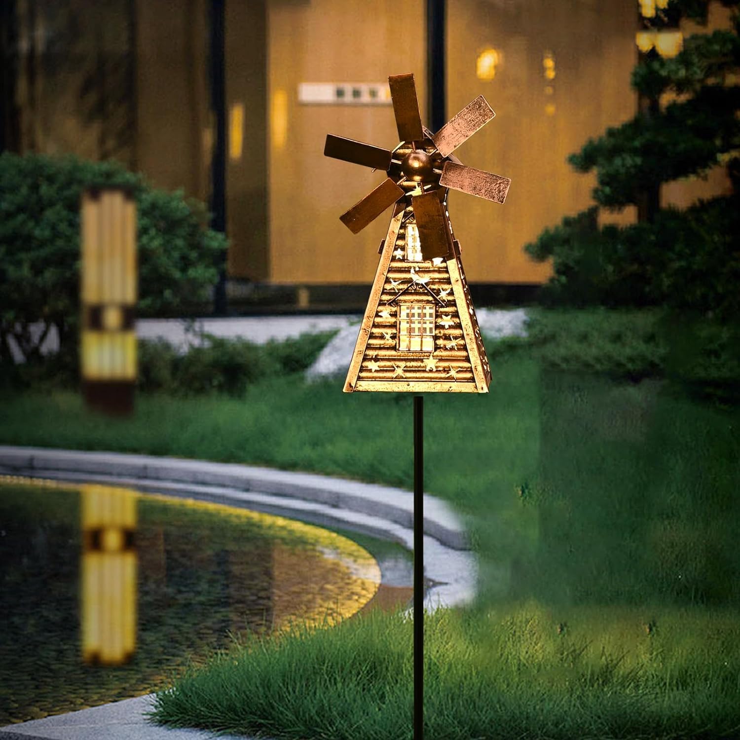 Photo 1 of Solar Garden Decor for Outside,Solar Wind Spinner,Metal Solar Garden Stakes,Garden Lights Outdoor Decor for Yard,Solar Windmill for Yard Decorations Outdoor