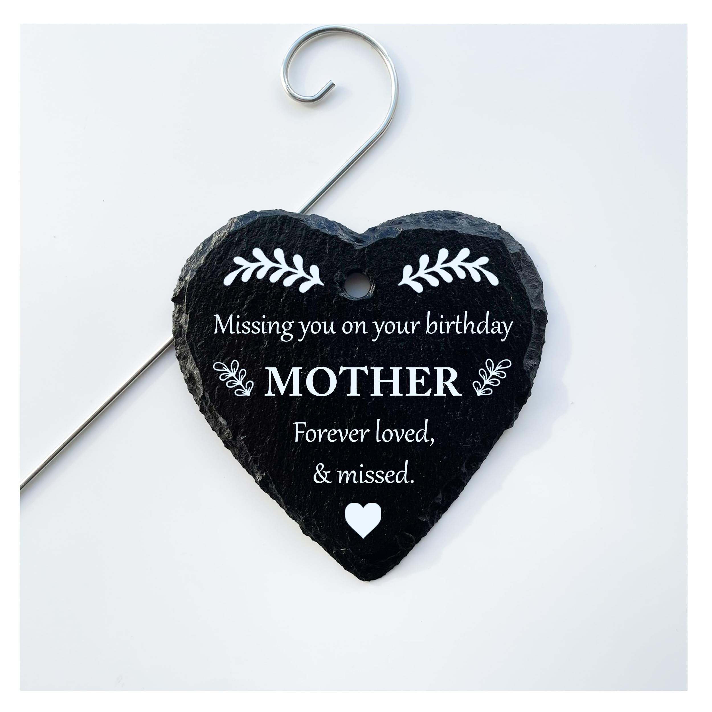 Lovethis** Mother Missing You On Your Birthday - Slate Heart Grave Marker Memorial - Mum Dad Sister Brother Nan Grandad Auntie Uncle (Mother)