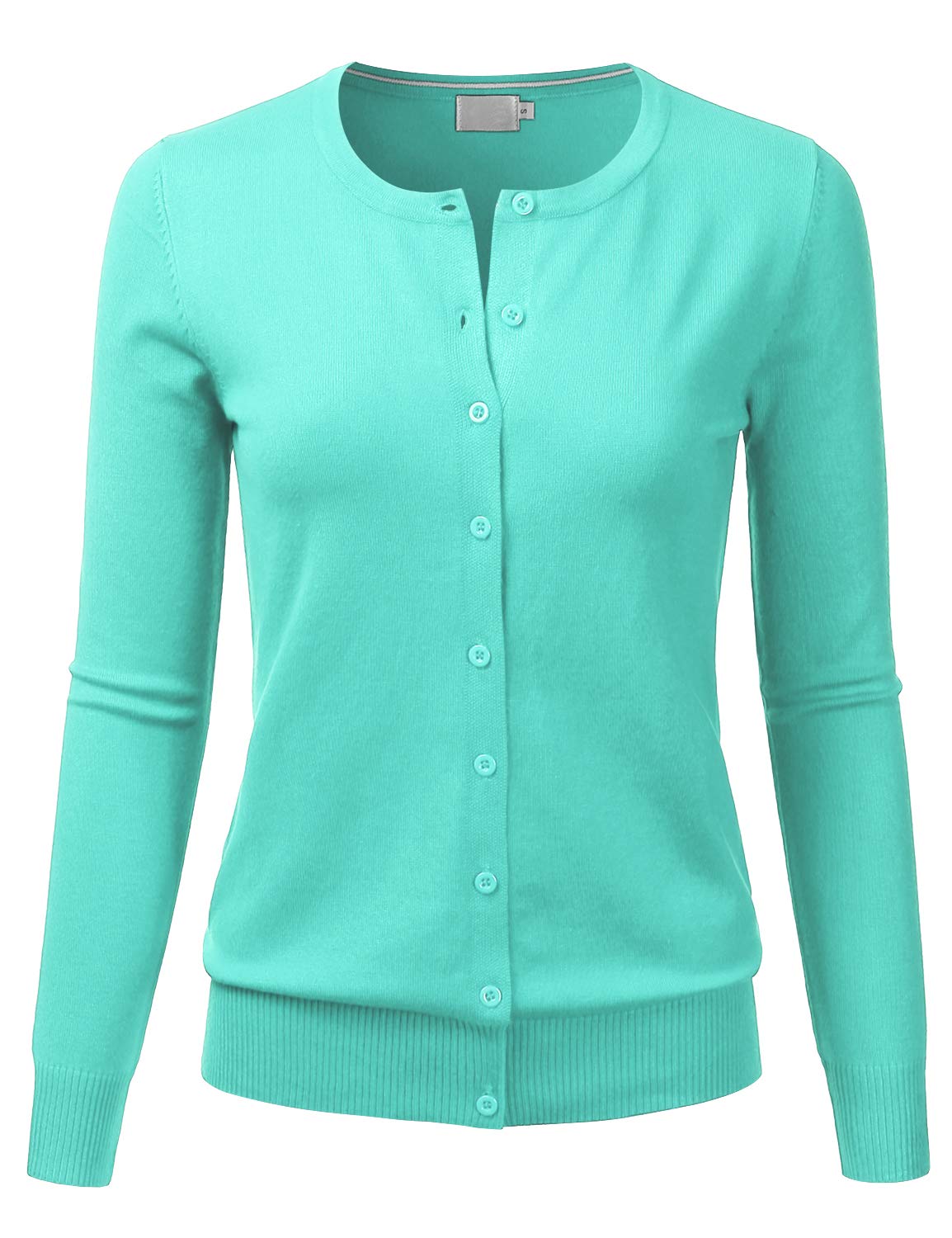 LALABEE Women's Crewneck Long Sleeve Button Down Knit Cardigan Sweater (S-XXL)