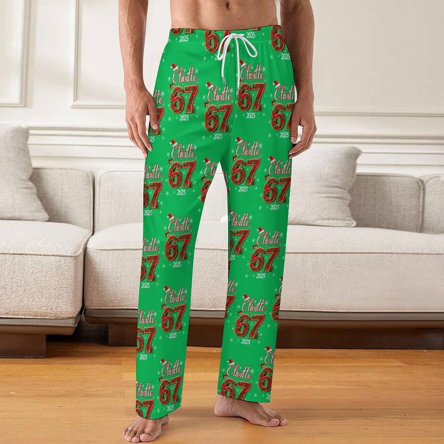 6 7 Christmas Pajama Pants Personalized Name Six Seven Pajama Pants for Men Women Custom 67 Pj Pant - Image 2