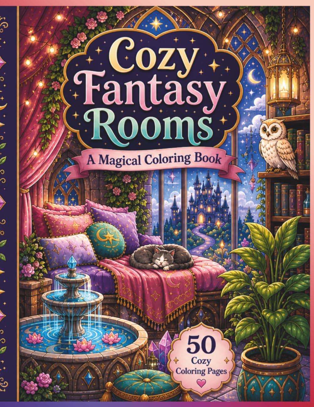 50 Cozy Fantasy Room Designs: Kids Coloring Book
