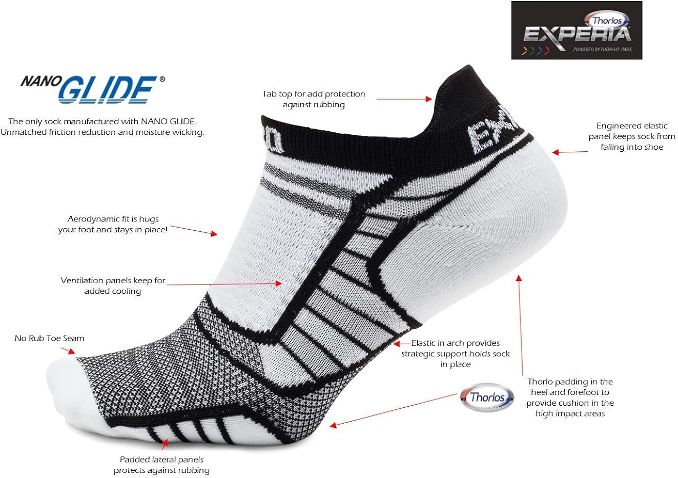 Thorlos Experia Unisex Prolite Xptu Ultra Thin Cushion No Show Socks : Clothing, Shoes & Jewelry
