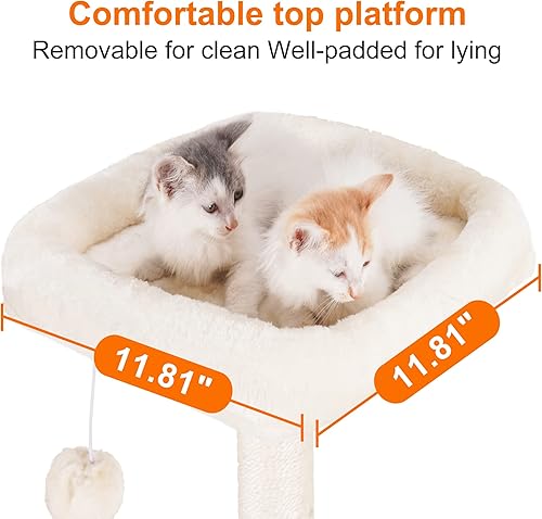 Miniatura 5 de Heybly Cat Tree Cat Tower Condominio con postes rascadores cubiertos de sisal, lujosas perchas de felpa y cesta para gatito gris ahumado HCT003SG
