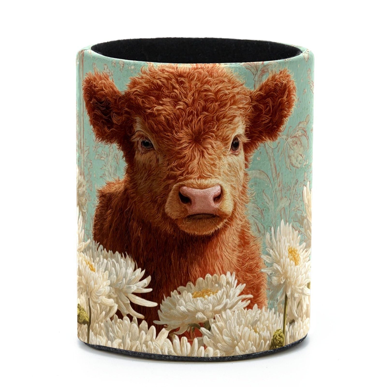 VAPOKF Round Pencil Holders for Desk, Highland Cow Pen Holders Pen Pot Makeup Brushes Storage Desktop Stationery Supplies Organiser for Home Office
