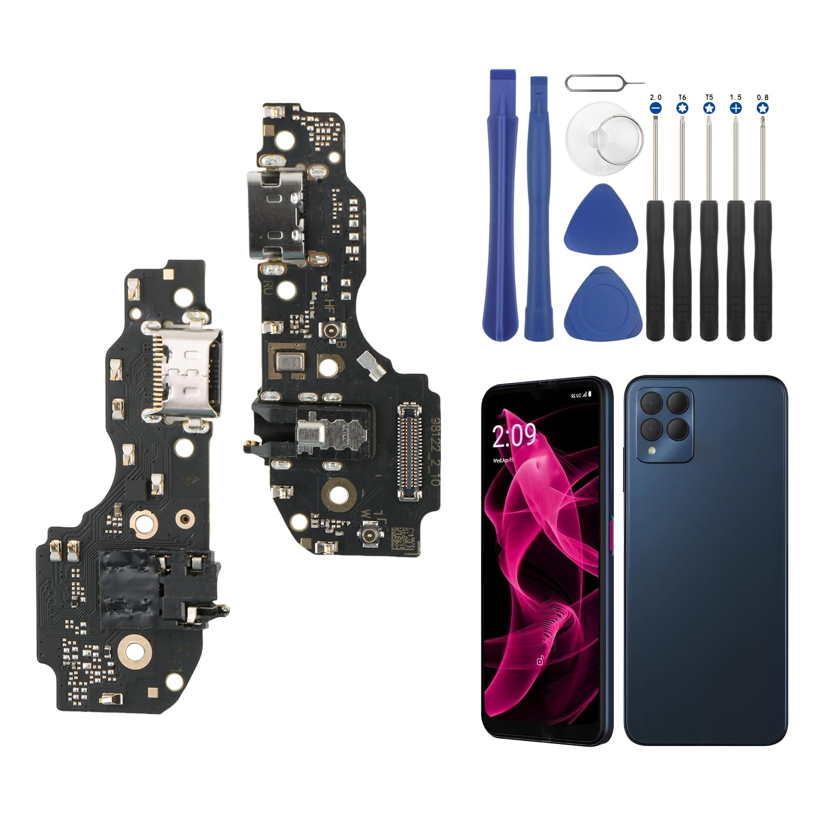 YHX-US Charging Port Replacement for T-Mobile REVVL 6X/REVVL 6X Pro USB Dock Connector Flex Cable Microphone Replacement for T-Mobile REVVL 6X/REVVL 6X Pro with Screwdrivers