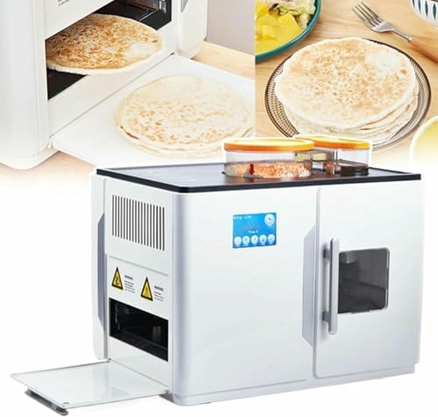 Fully Automatic Roti Chapati Maker, 1800W Commercial Bread Machine for Home Use, Bakes 8 Flatbreads Effortlessly