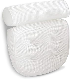 Rubik Spa Bath Pillow with Head, Neck, Shoulder and Back Support. Non-Slip, Extra Thick, Breathable and Soft for the ultimate relaxation experience. Anti-Bacterial Bathtub Pillow Fits any tubs