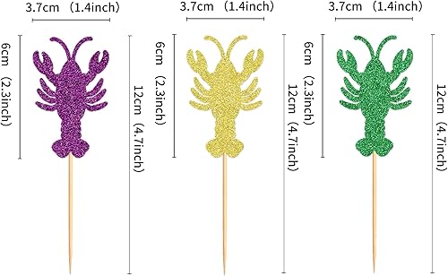 Miniatura 2 de Ercadio Paquete de 24 adornos para cupcakes de langosta de Mardi Gras Mardi Gras, máscara para cupcakes para despedida de soltera, fiesta de Mardi