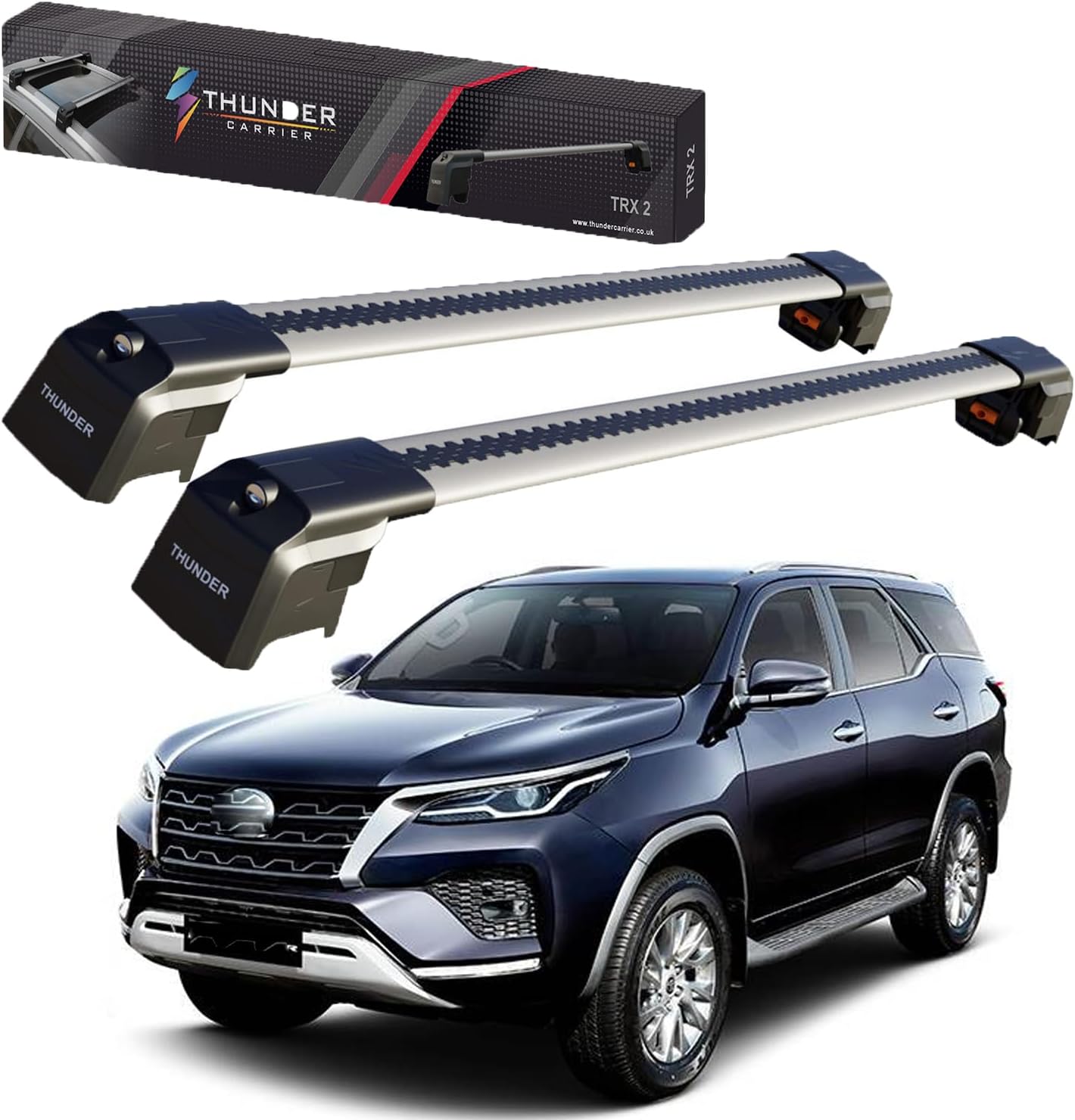 Catch USA Car Roof Rack Cross Bars for Toyota Fortuner with Lock 2015-2023 Aluminum Cross Bar for Rooftop Cargo Carrier Luggage Kayak Canoe Bike Snowboard (Gray)