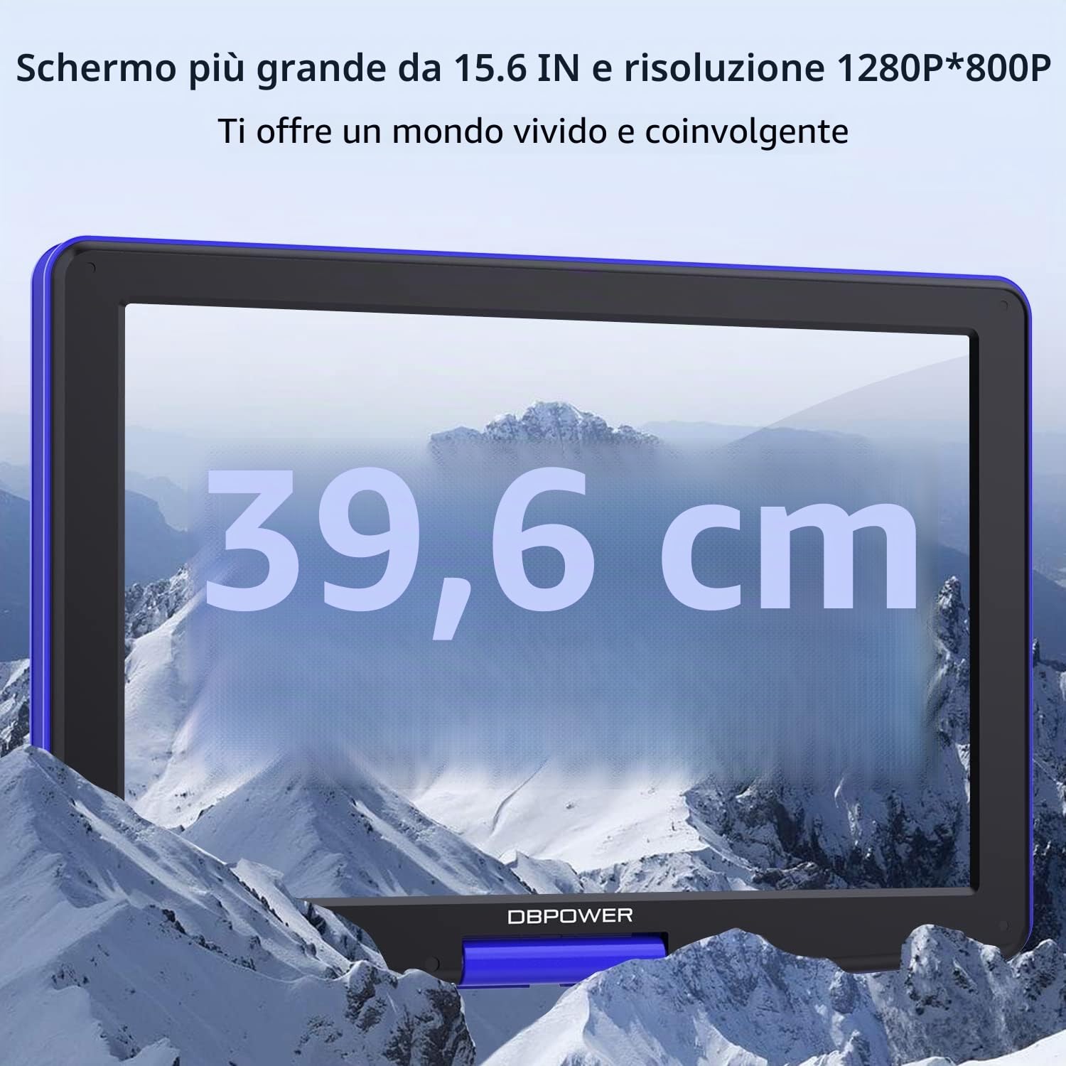 DBPOWER Lettore DVD portatile 18 pollici schermo girevole HD 15,6 pollici, batteria ricaricabile 6 ore, USB/SD Card/Sync TV, formati multipli, altoparlante