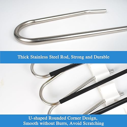 Miniatura 5 de LIOUCBD - 2 perchas para pantalones que ahorran espacio, estantes multifuncionales para pantalones, organizador de almacenamiento de armario de