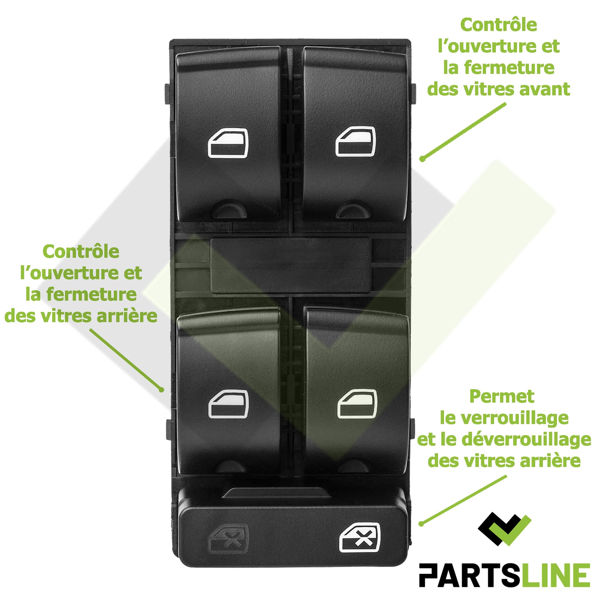 Partsline Platine Bouton de Lève Vitre Électrique Avant Gauche (côté conducteur) compatible avec A4 B6 B7 EXEO - 8E0959851 8E0959851B5PR