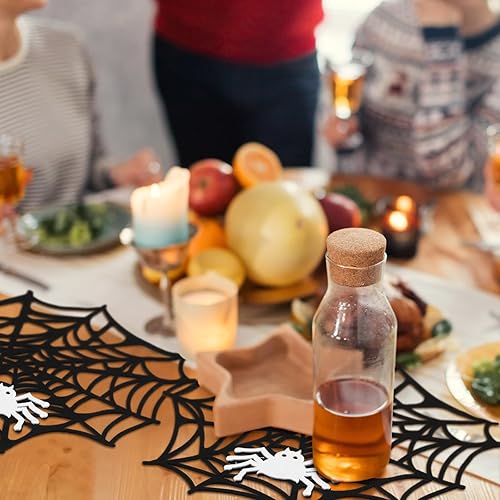 Miniatura 4 de Newwiee Manteles individuales de araña de Halloween de 13 pulgadas, decoración de mesa de Halloween con bonitos manteles individuales de telaraña,