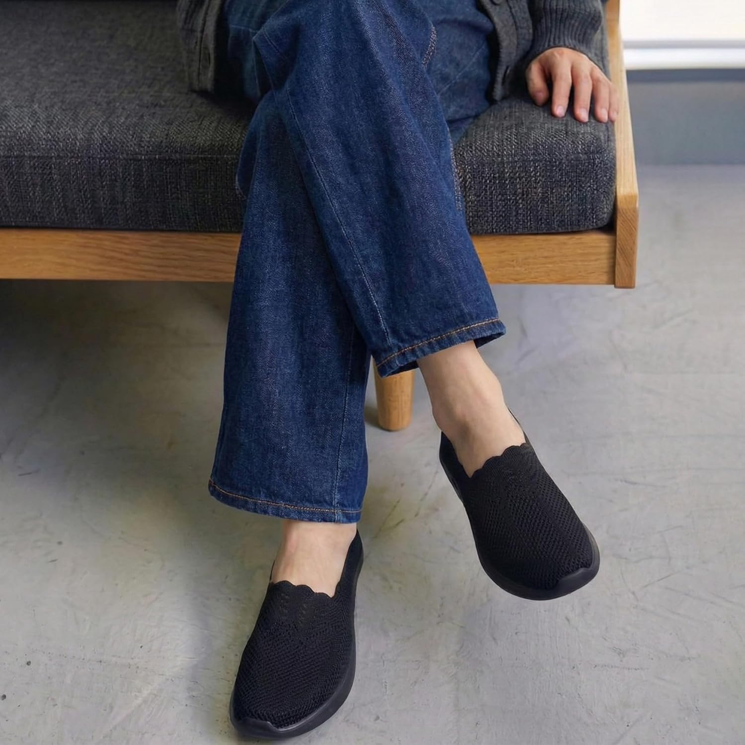 Puxowe Women's Casual Slip on Walking Flat Shoes-Lightweight Low-Top Knit Loafer Sneaker - Image 8