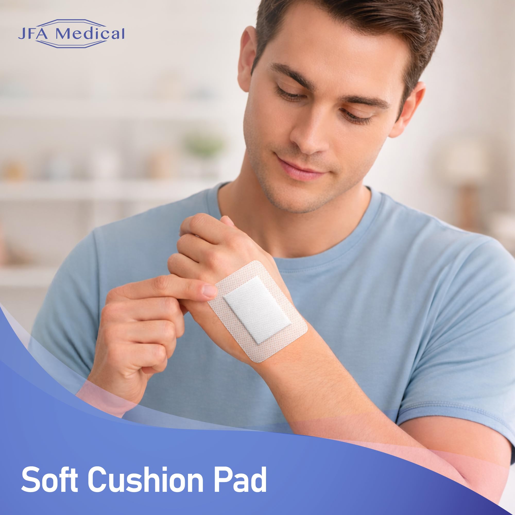 JFA Medical Pack of 25 Adhesive Wound Dressings - Suitable for cuts and grazes (60mmx86mm)