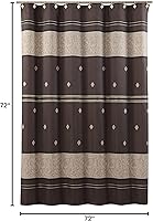 Vista 96 de Seville Farmhouse - Cortina de ducha moderna con estampado de rayas de poliéster, color amarillo, impermeable, cortina de baño, pequeña, 54 pulgadas