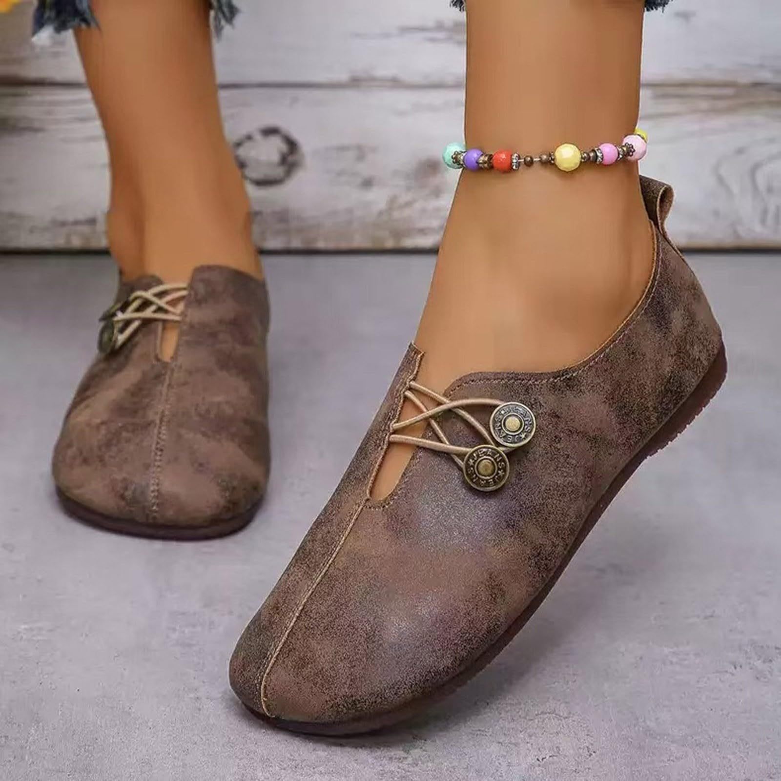 Chaussures de Cosplay médiévales en Similicuir pour Femme - Chaussures Plates élégantes - Style Renaissance Vintage - Durable - Chaussures de Spectacle à Enfiler pour Femme