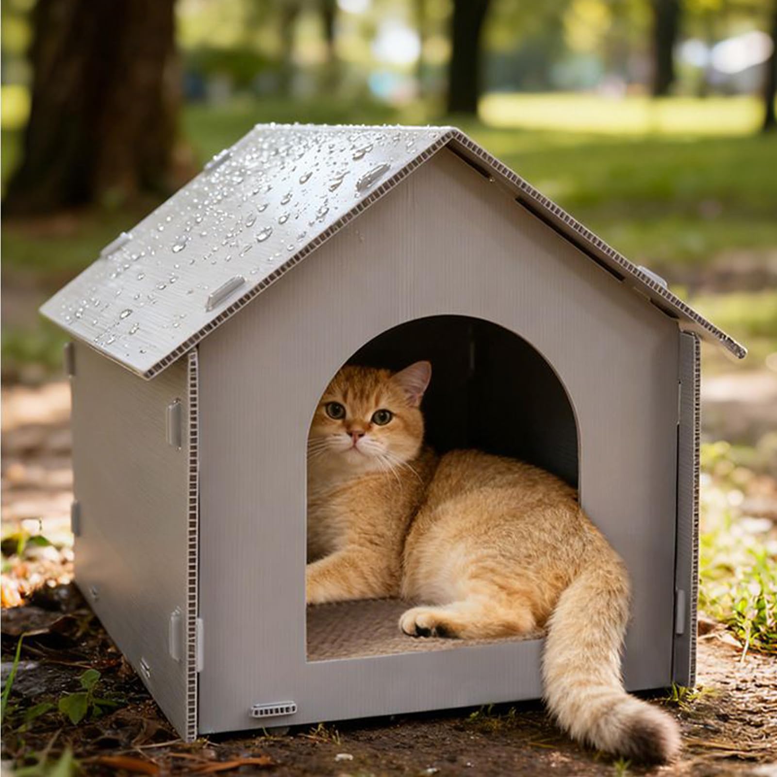 Generico Cuccia per Gatti Tenda Impermeabile Chiusa con Tappetino | Rifugi per Gatti all'Aperto Per Il Sonno Invernale, , Casa Per Animali, Patio, Cortile E Giardino
