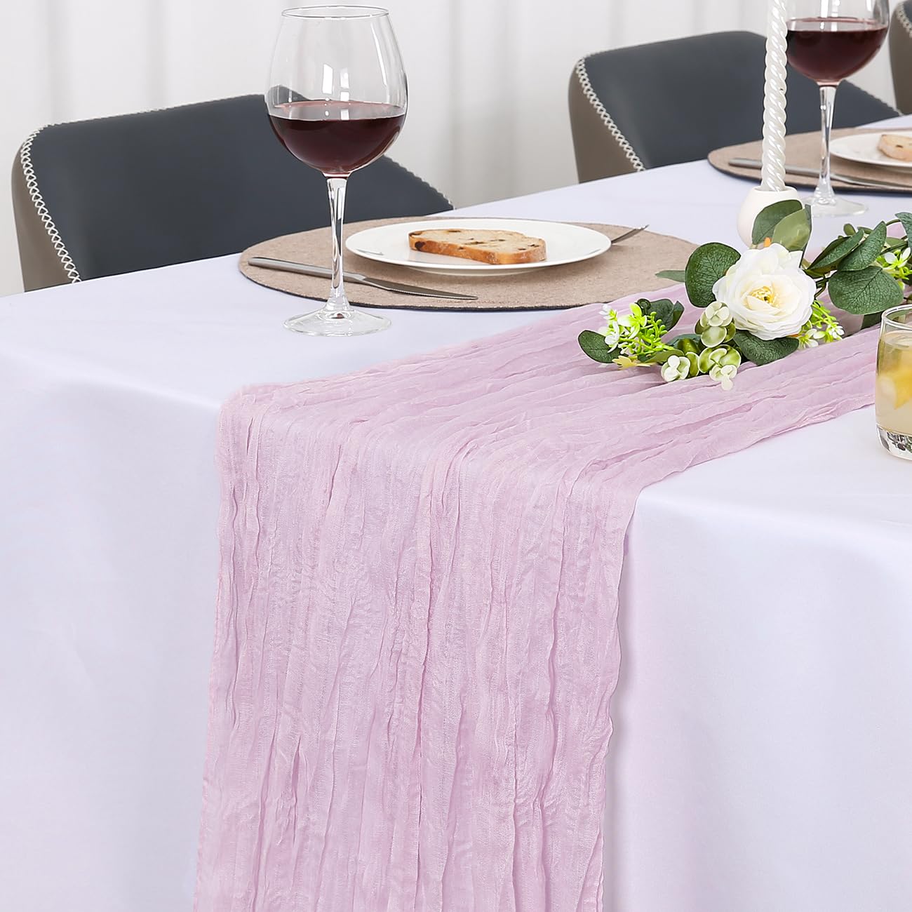Jumdast käsetuch Tischläufer Boho, Tischläufer Modern Abwaschbar Hochzeit Outdoor Garten Wetterfest Musselin Chiffon Stoff Hochzeitsdeko Taufe Deko Tischdeko