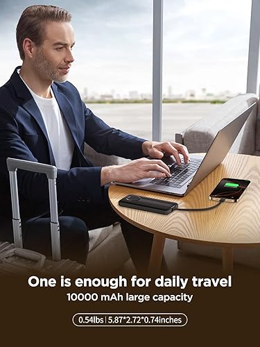 Miniatura 7 de Aioneus Cargador portátil, banco de energía de 10000 mAh con cables integrados, cargador de batería de carga rápida USB C de 22.5 W, cargador de