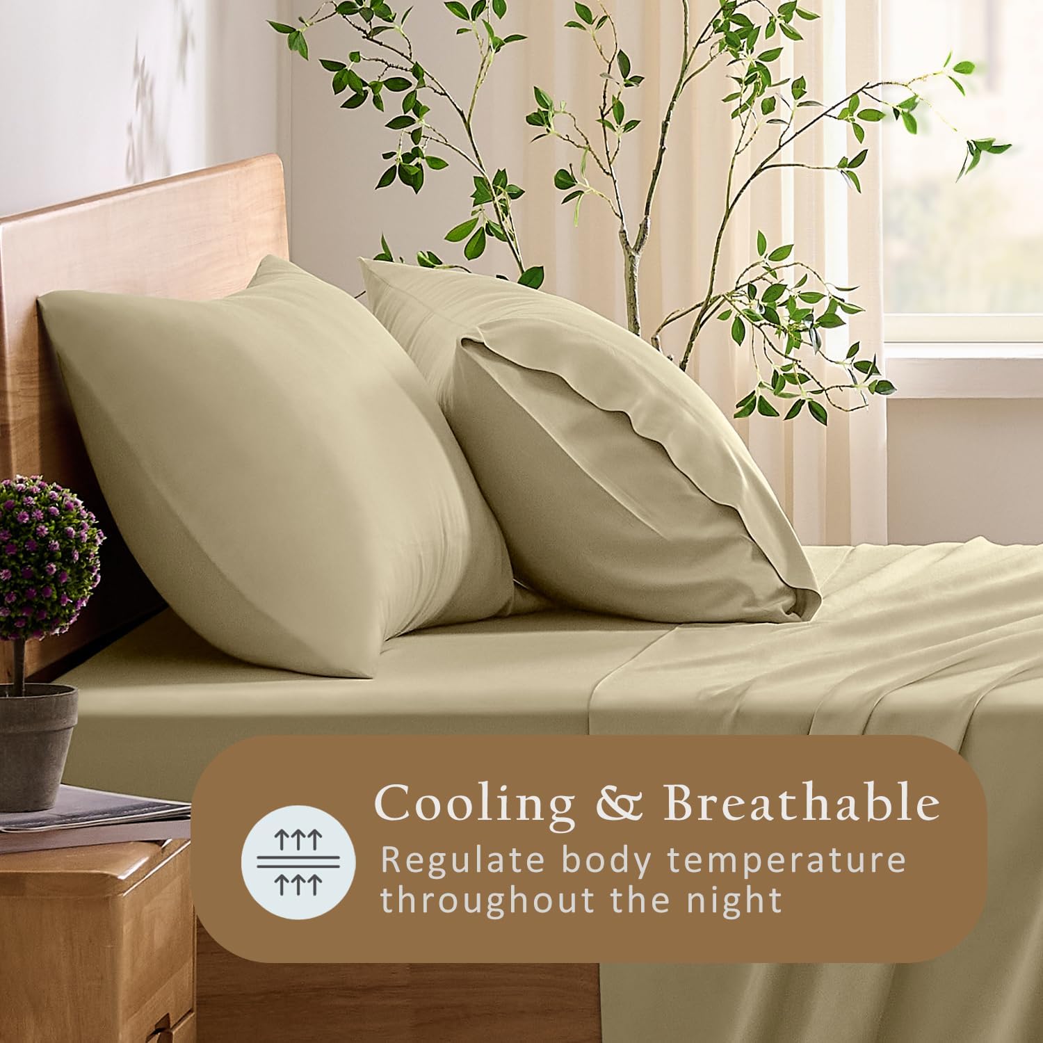 TOSMO Luxury Pillow Case Set of 2 - Cooling Viscose Derived from Bamboo - Oeko-TEX, Breathabl Silky Soft Pillow Cases with En100% Viscose Derived from Bamboovelope Closure (Queen / 20x30, Dune)