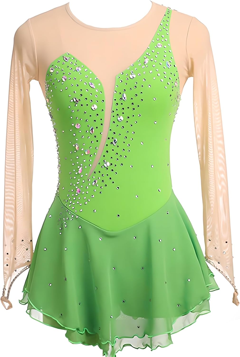 Figure Skating Dress Women, Roller Skating Outfits for Women, Ice Skating Clothes for Girls, Figure Skating Dresses,Green,S