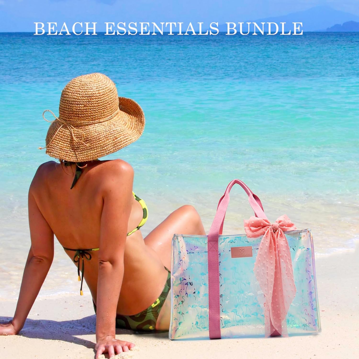 Women's Large Beach Bag – Waterproof, Sandproof, Puncture-Resistant, Beach Tote with Shoulder Strap, Iridescent Design, Swimming Pool-Friendly, Waterproof Pockets, Includes Phone Dry Bag BIRD - Image 2