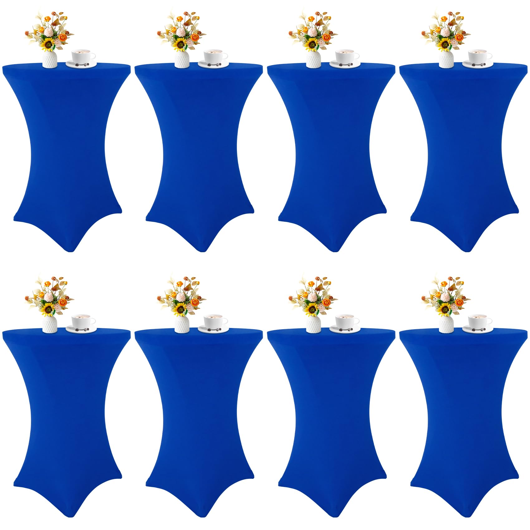 HAISIWLKJ 8 Pack Cocktail Table Covers 32x43 Inch Fitted Stretch Spandex Square Corners High Top Cocktail Tablecloth for Round Table Cloth for Party,