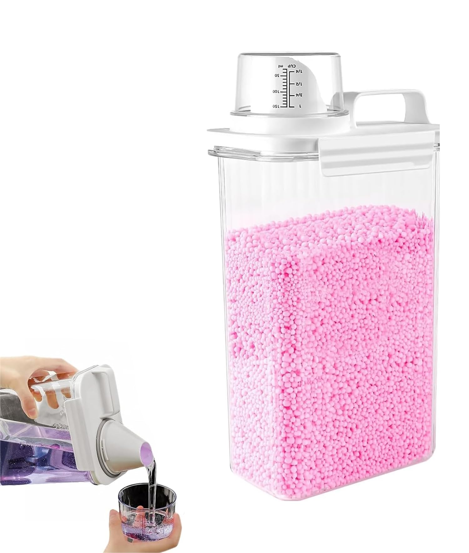 Photo 1 of 78oz Clear Laundry Detergent Dispenser, Double Sealed Storage Container with Wide Mouth & Funnel Design, Transparent Leak-proof Organizer for Laundry Room, Fabric Softener, Bleach (78OZ)