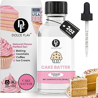Dolce Flav Natural Cake Batter Extract 2 oz β Kosher, Sugar-Free, Concentrated Birthday Cake Flavor for Frosting, Cupcakes & Ice Cream, Includes Measured Dropper