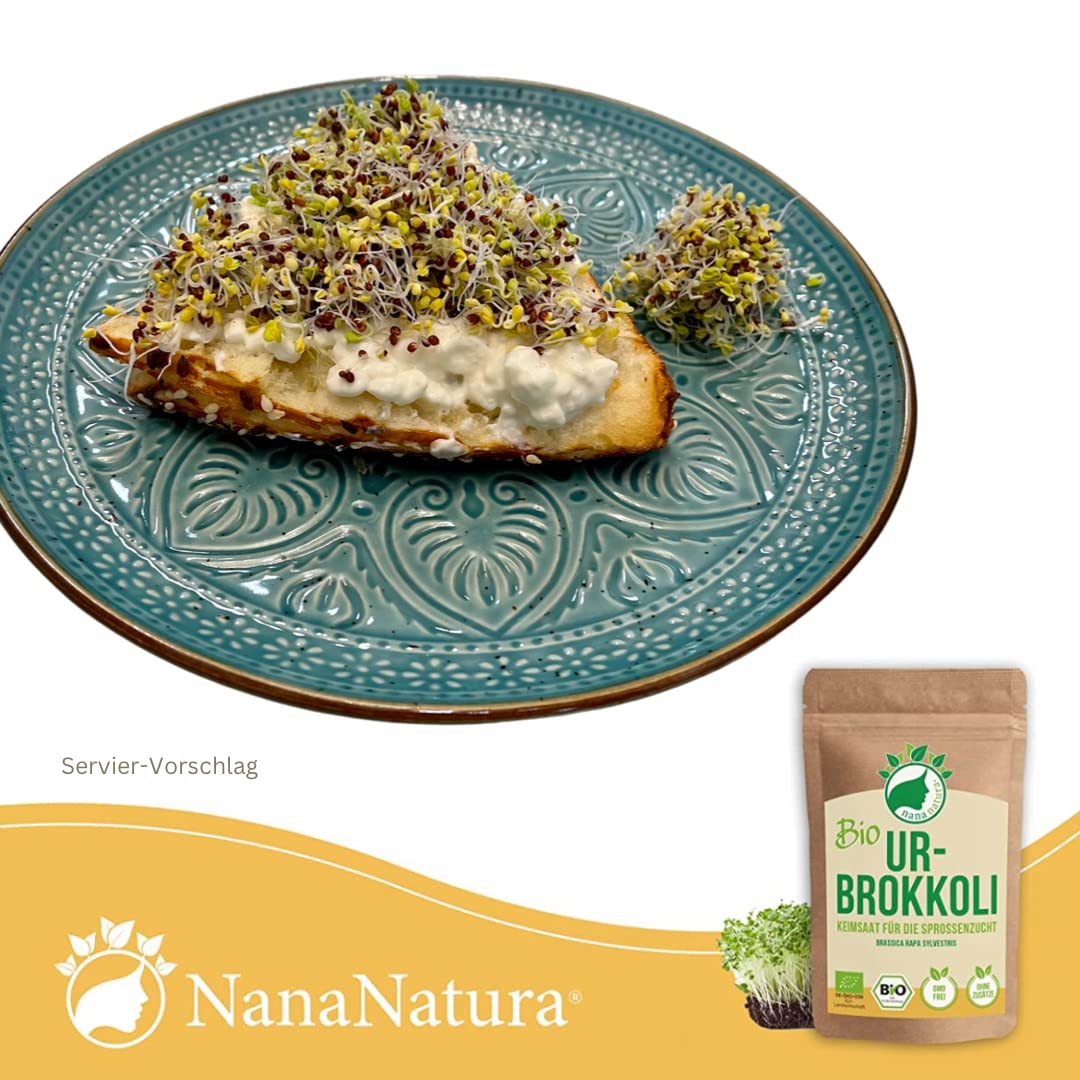 NanaNatura's Graines à Germer Bio | pour la Culture de Pousses | avec un taux de germination supérieur | Microgreens (Brocoli Bio, 600g)