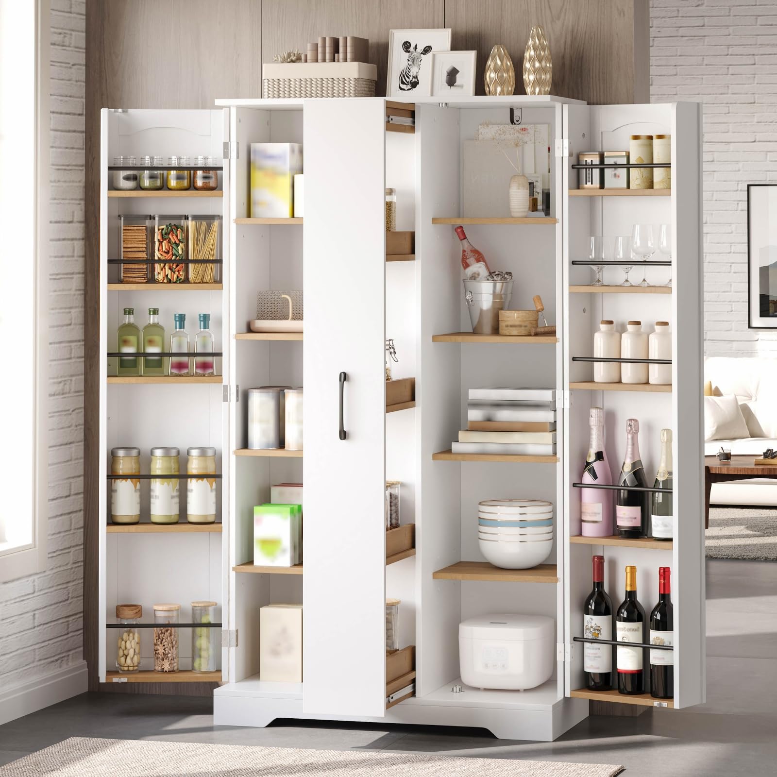 Armadio alto da cucina, con supporto per spezie, 2 ante