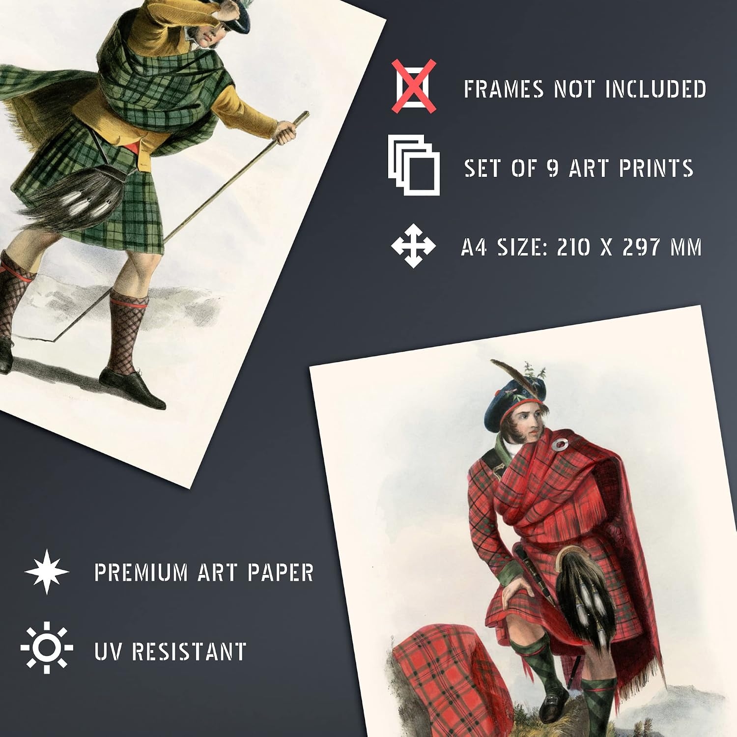Artery8 Collection Of Scottish Clan Tartans Set Of 9 Unframed Wall Art Prints Study Office Aesthetic Illustration Portraits A4