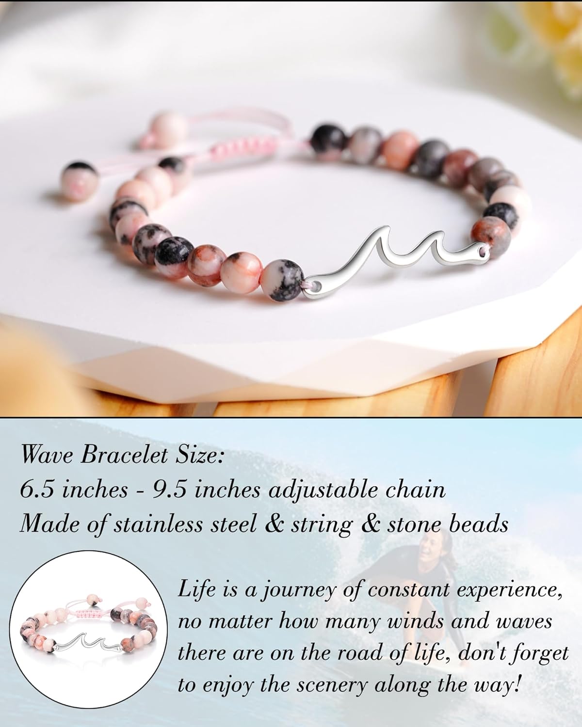 Tarsus Inspirational Gifts for Women Men, Through The Waves of Life, Life is Tough but so are You, Encouragement Bracelet Thoughtful Gifts for Friend Sister Coworker... - Image 4