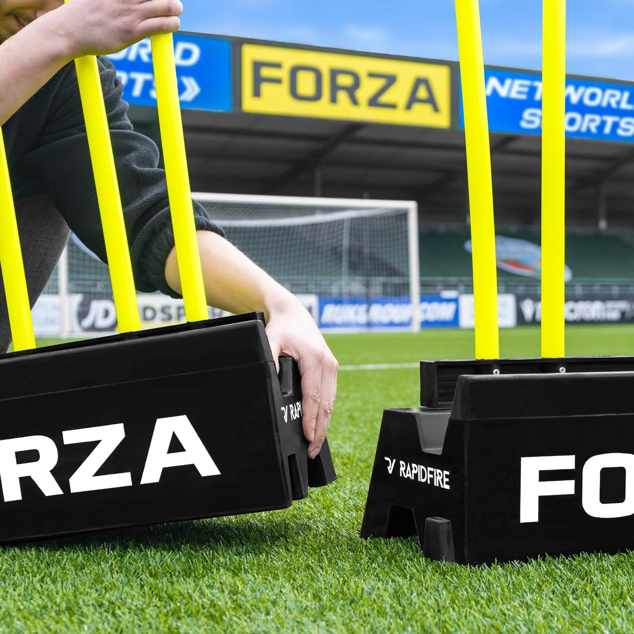 FORZA 2-in-1 Rebound Block & Mannequin Base | Soccer Training Tool for Free Kick Practice & Ball Control Drills | Optional Mannequins in Three Sizes