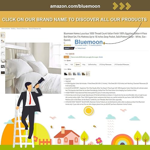 Miniatura 110 de Bluemoon Homes Sábanas de algodón egipcio tamaño Queen con bolsillo profundo, 100% algodón egipcio de 800 hilos, 4 piezas, sábanas de algodón