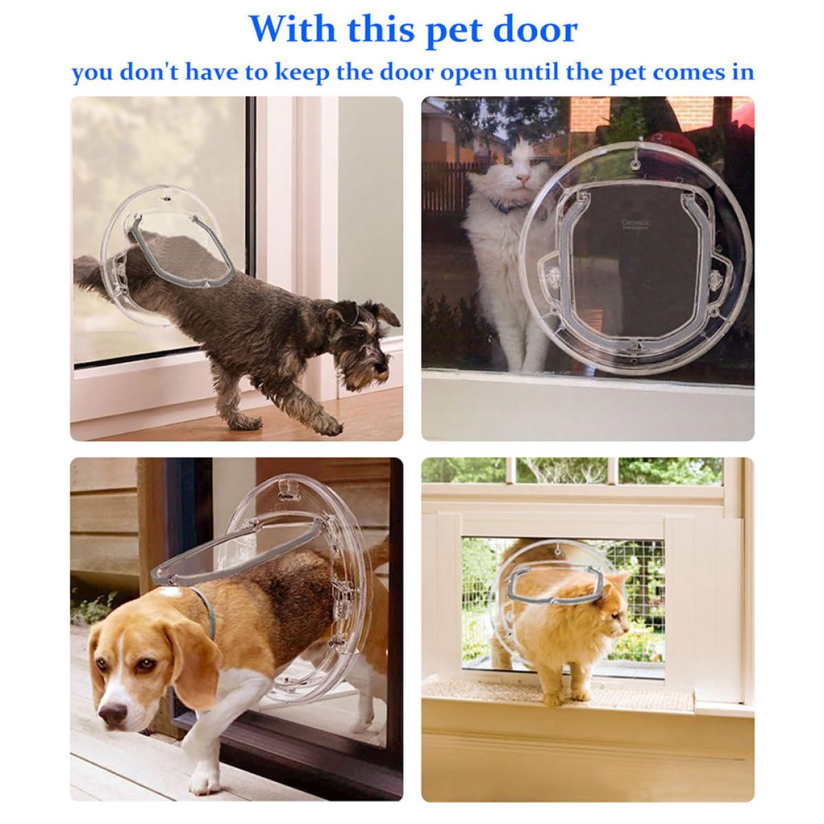 Artibetter Porta Bidirezionale Domestici Plastica in per Animali Rotonda Struttura e di Stabile Accesso, per Porte Cani e Gatti