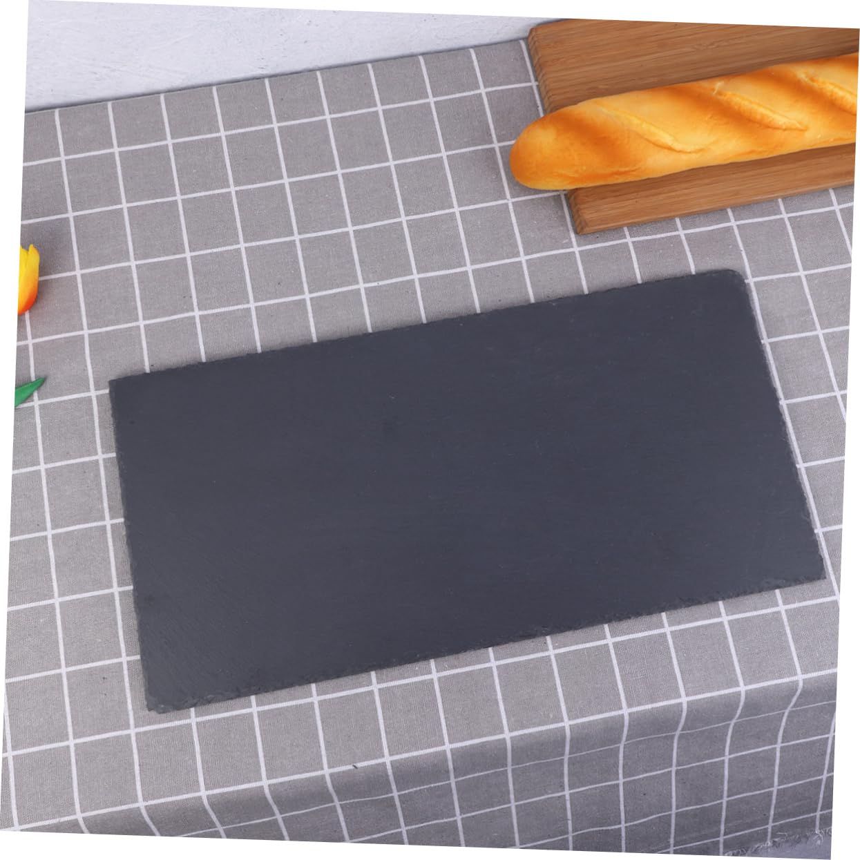 Plato Rectangular de Pizarra Natural 40x20cm para Comida | Bandeja para Tartas y Fruta, Diseño Llamativo, Adecuado para Sushi, Queso, Pizza y Barbacoa