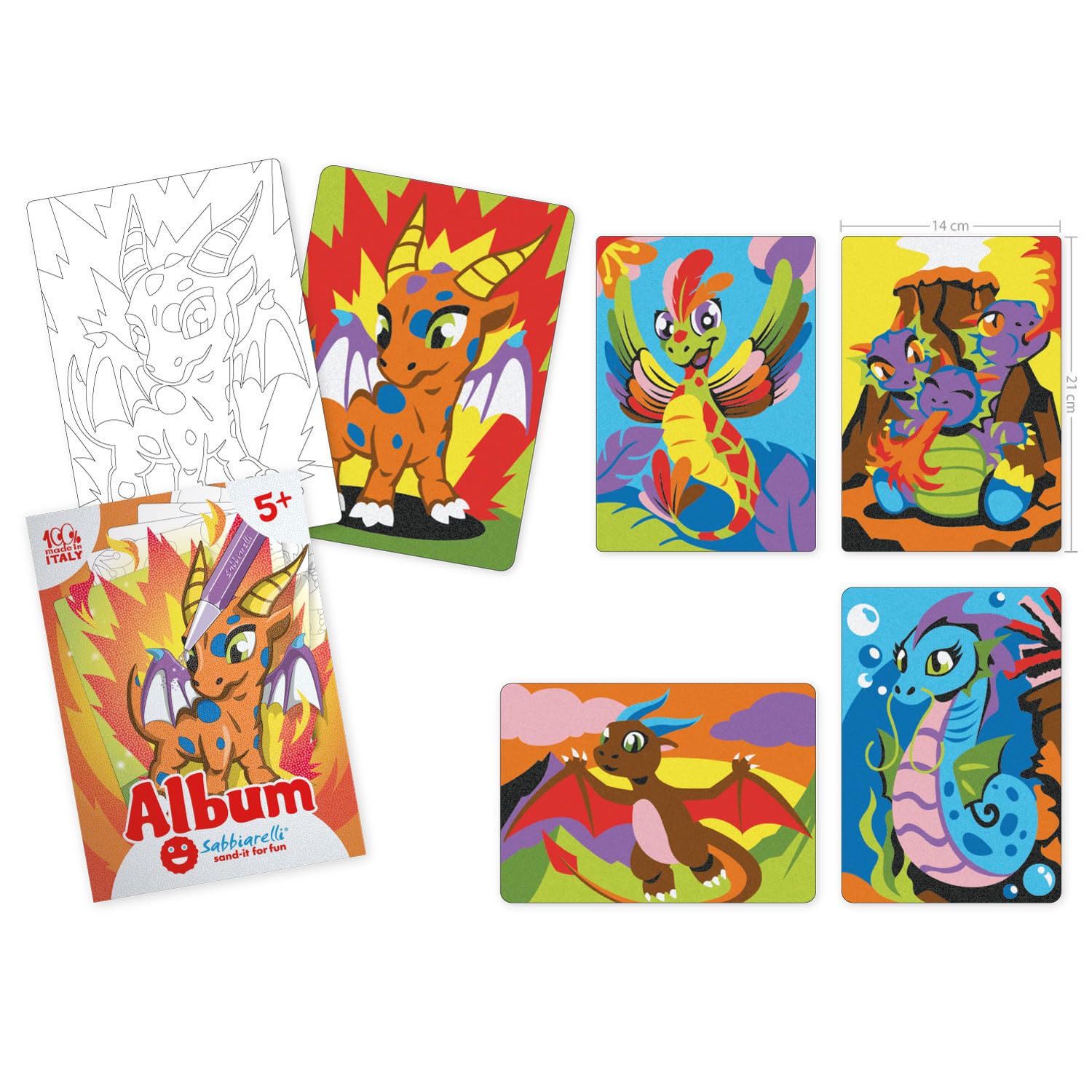Sabbiarelli – Box Dino & Dragons 5+ | Sand-Art-Set: Dinosaurier und Drachen