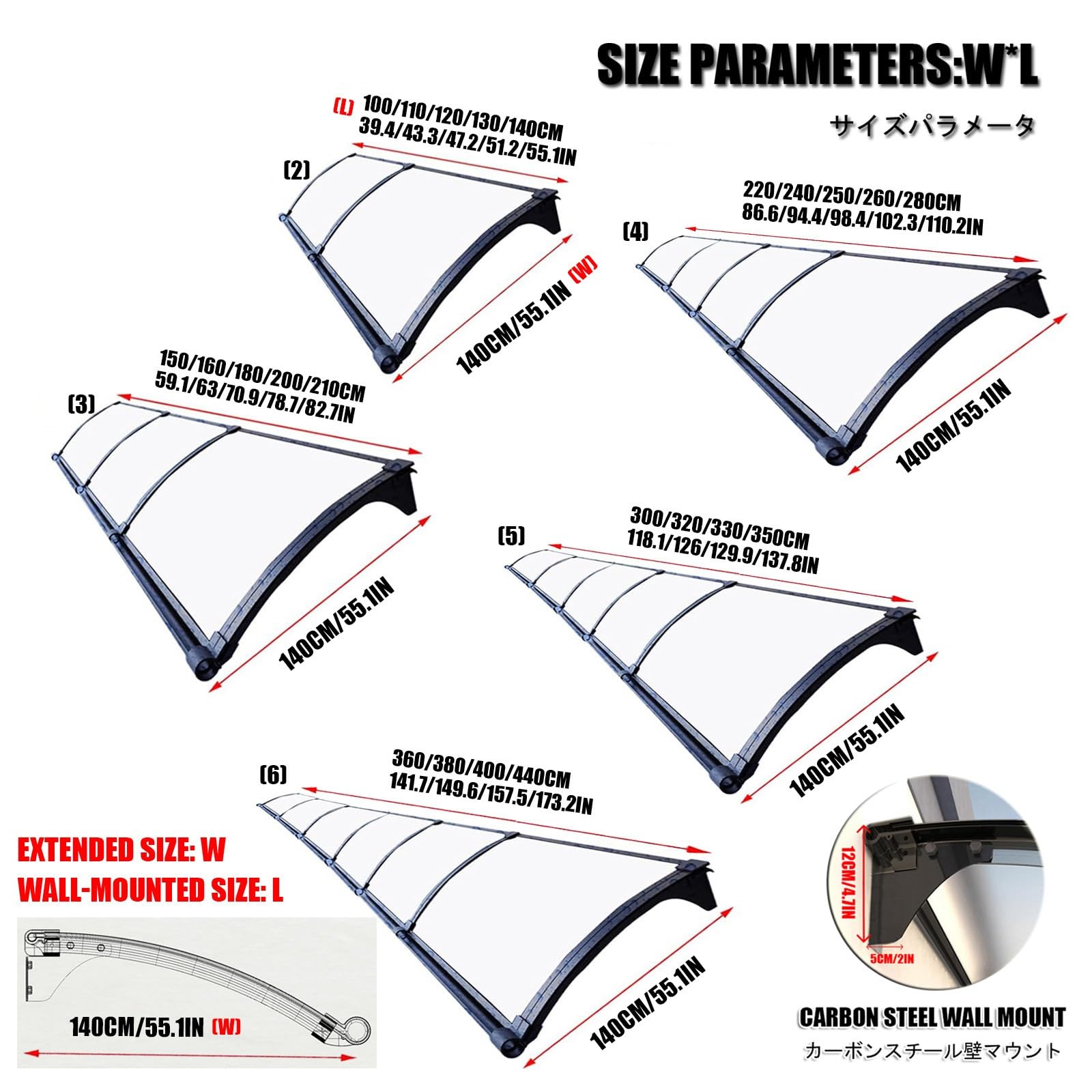 Moderna copertura per patio e veranda, per veranda e balcone, facile da installare, 140 x 239,8 cm, resistente copertura per porte anteriori e posteriori
