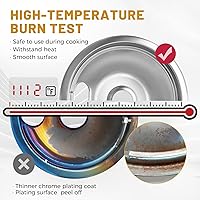 Vista 28 de W10196405 W10196406 - Sartenes de goteo para estufa eléctrica, compatibles con Whirlpool Electric Range-Thickening para evitar doblado, juego de 4